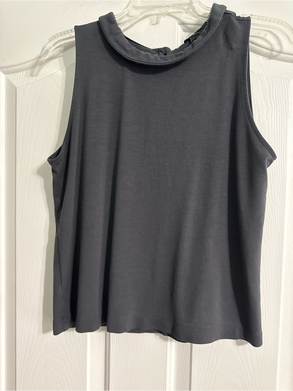 Ann Taylor Sleeveless Mock-Neck Tank Top - Charcoal